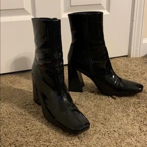 Patent Leather Black Sock Boots